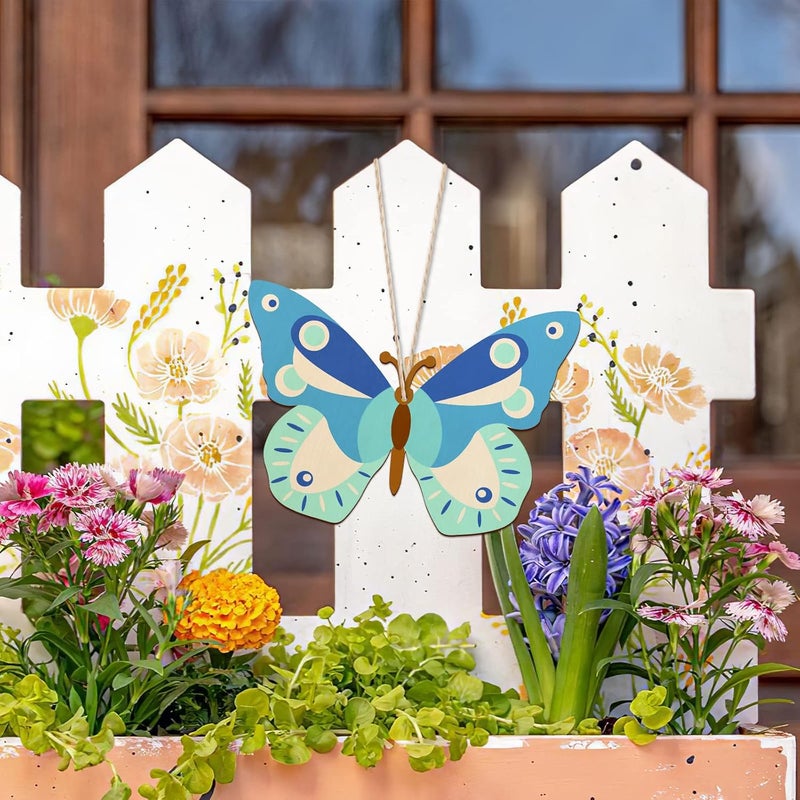 Sophena Large Size 7" Wooden Spring Ornaments to Paint, Butterfly Wooden DIY Blank Unfinished Round Wood Discs Ornament for Crafts Hanging Decorations(10PCS) - Image 5